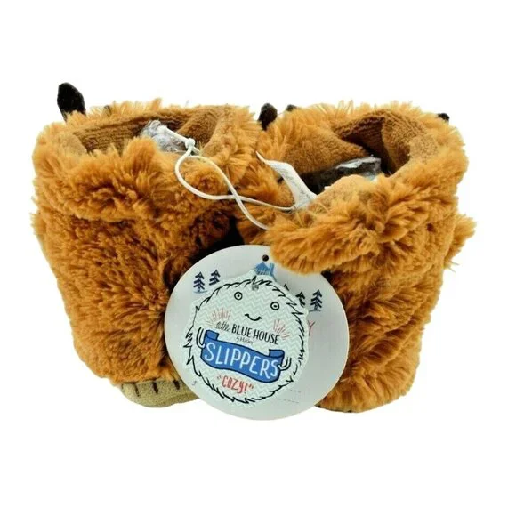 Little Blue House Kids Small 5 to 7 Brown Reindeer Cozy Slouch Slippers New - Picture 3 of 5